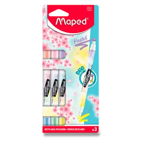 Maped Fluo Peps Duo Pastel Highlighter Set, 3 Stück